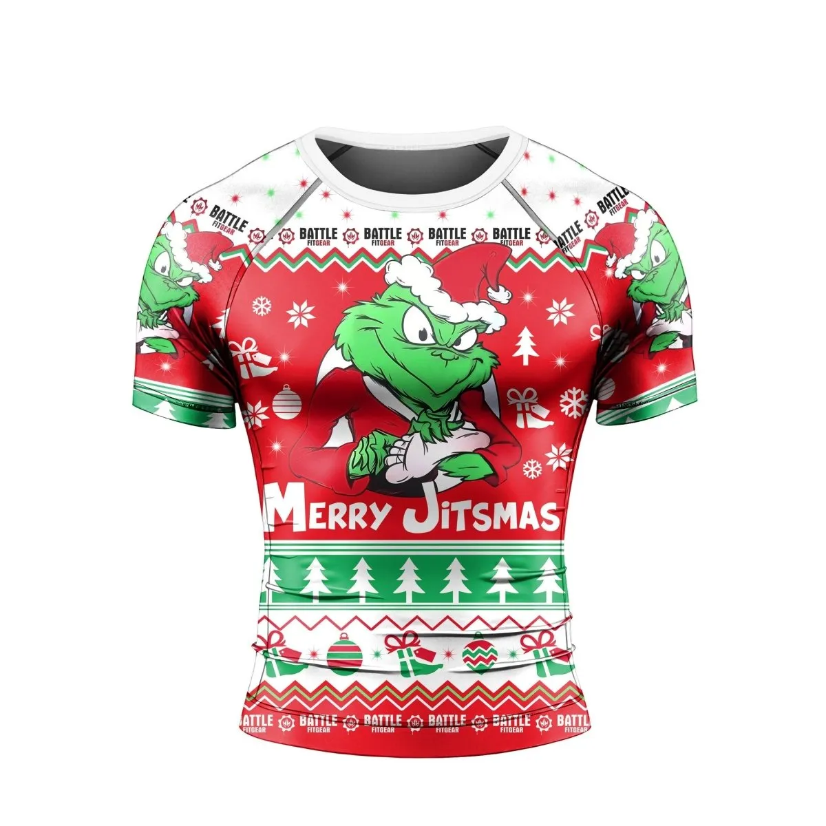 Funny Santa Grinch Short Sleeve Rash Guard