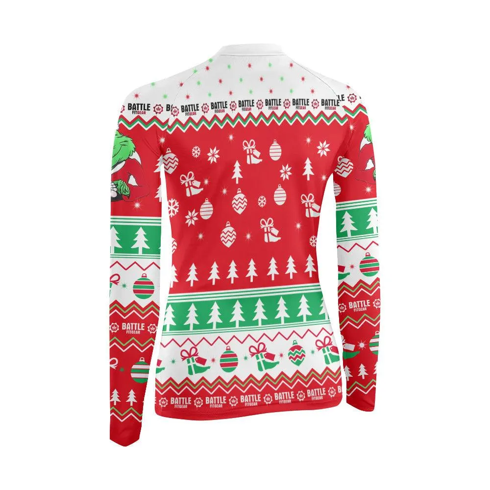 Funny Santa Grinch Women's Long Sleeve Rash Guard