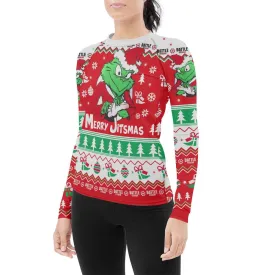 Funny Santa Grinch Women's Long Sleeve Rash Guard