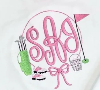 Girly Golf Wreath Embroidery **DESIGN ONLY**