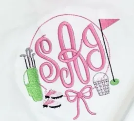 Girly Golf Wreath Embroidery **DESIGN ONLY**
