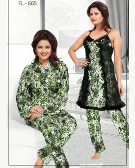 Green Stylish FL-665 - Flourish Exclusive Bridal Nighty Set Collection