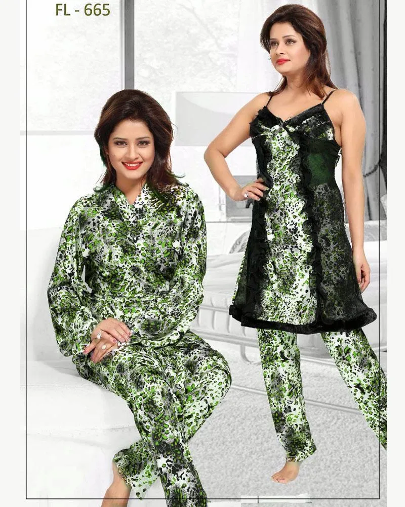 Green Stylish FL-665 - Flourish Exclusive Bridal Nighty Set Collection
