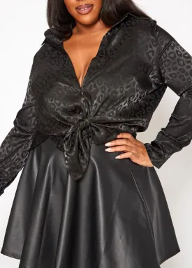 Hi Curvy Plus Size Women Leopard Print Bralette & Slip Robe Set
