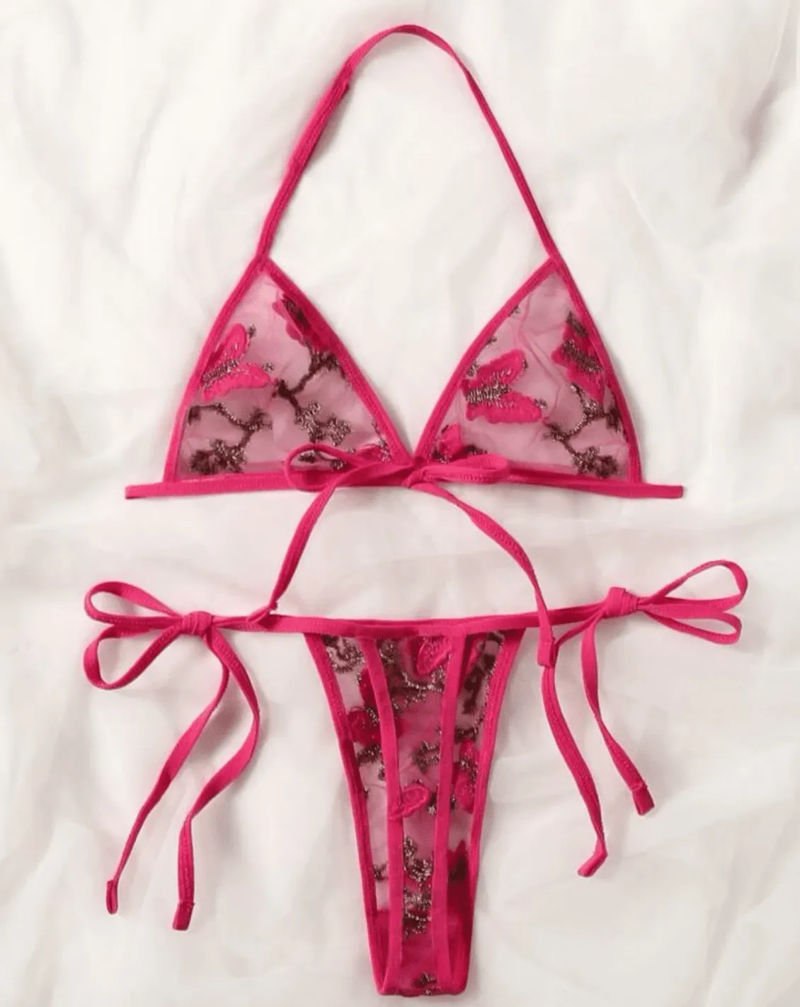 Hot Pink Lingerie Butterfly Set