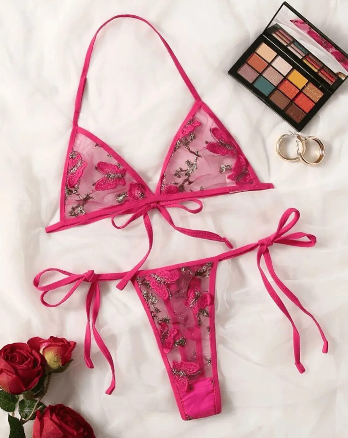 Hot Pink Lingerie Butterfly Set