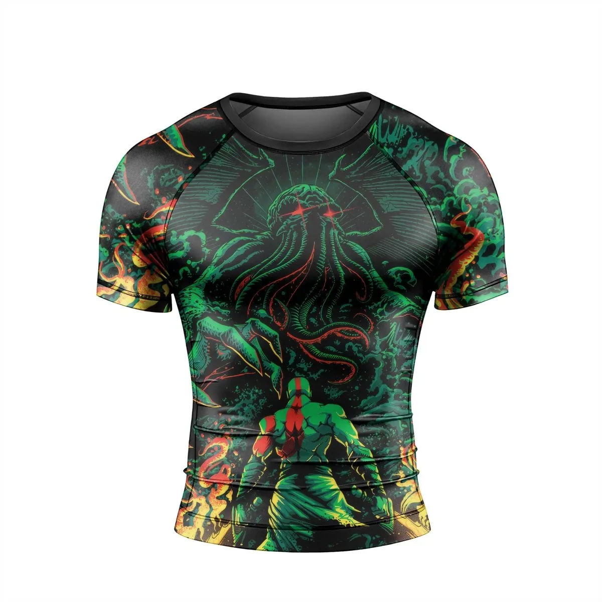 Kratos Versus Cthulhu Men's Short Sleeve Rash Guard