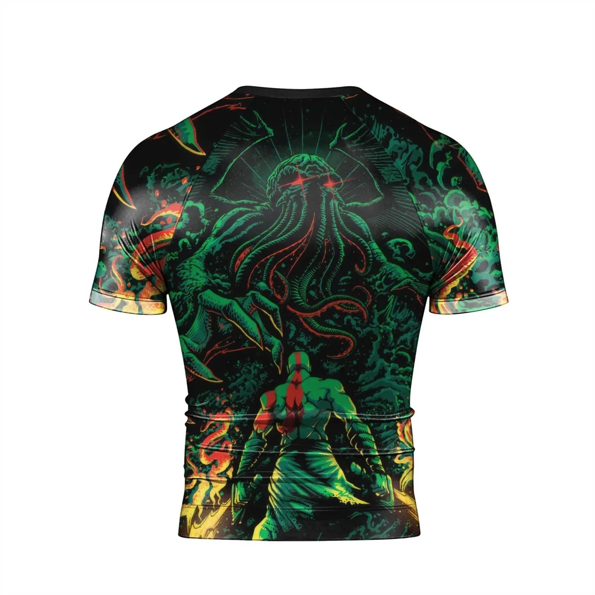 Kratos Versus Cthulhu Men's Short Sleeve Rash Guard