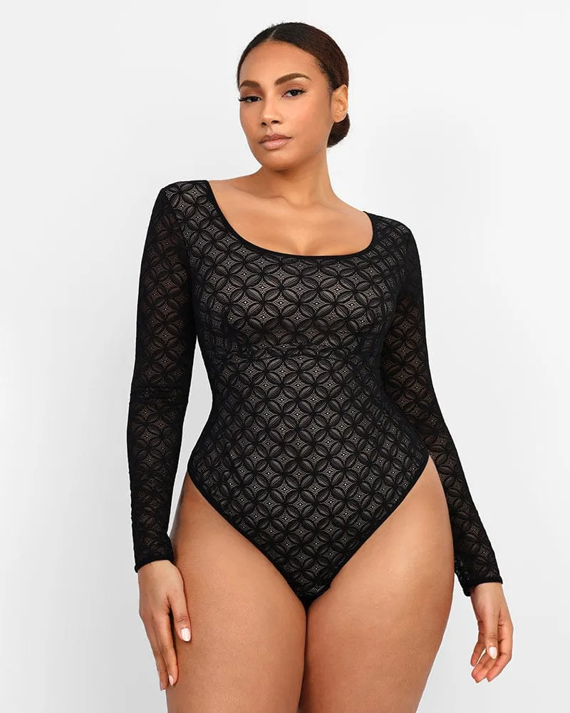 Lace Glamour Geometric Shaping Bodysuit
