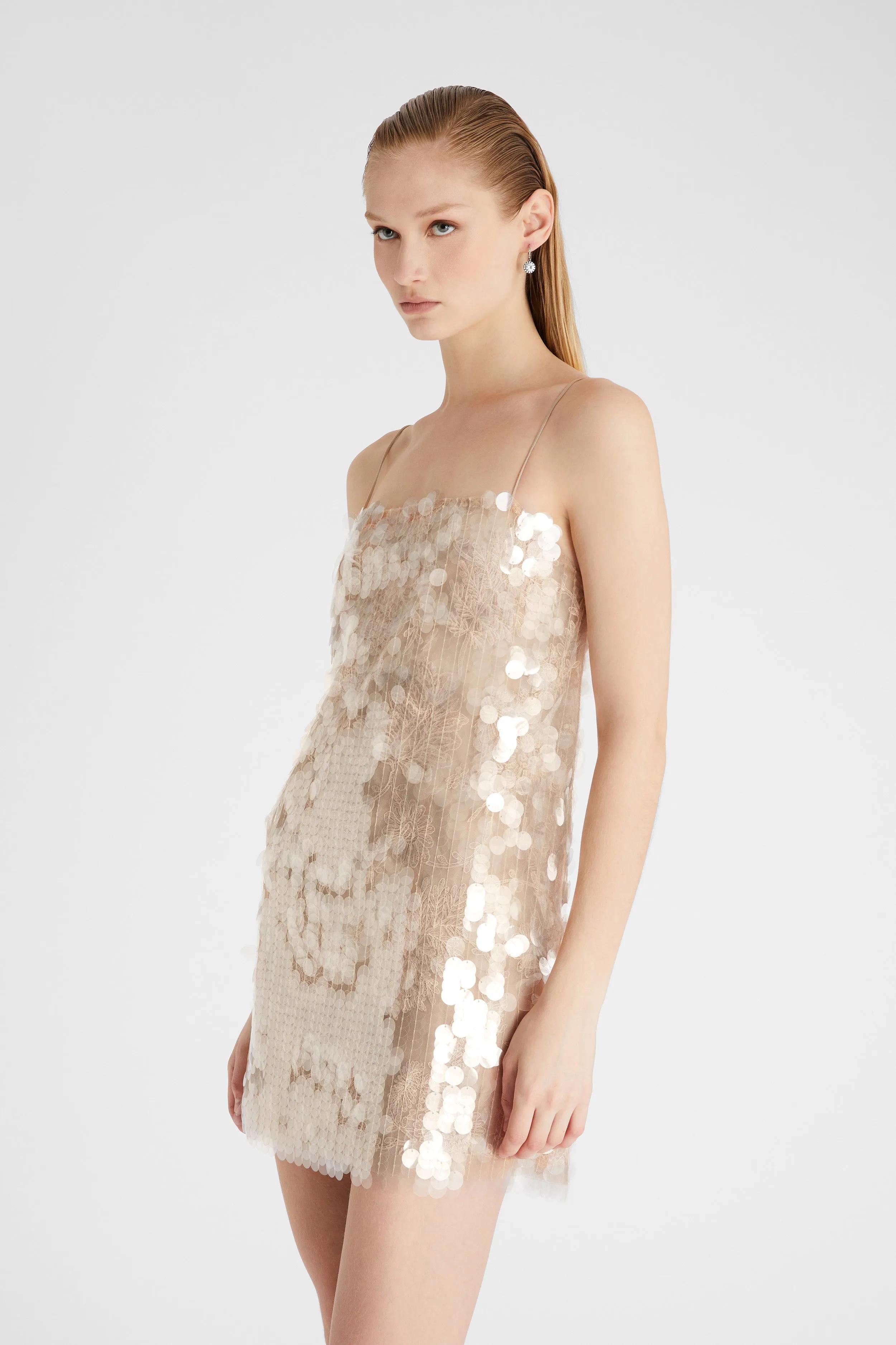 Lingerie mini dress with sequins