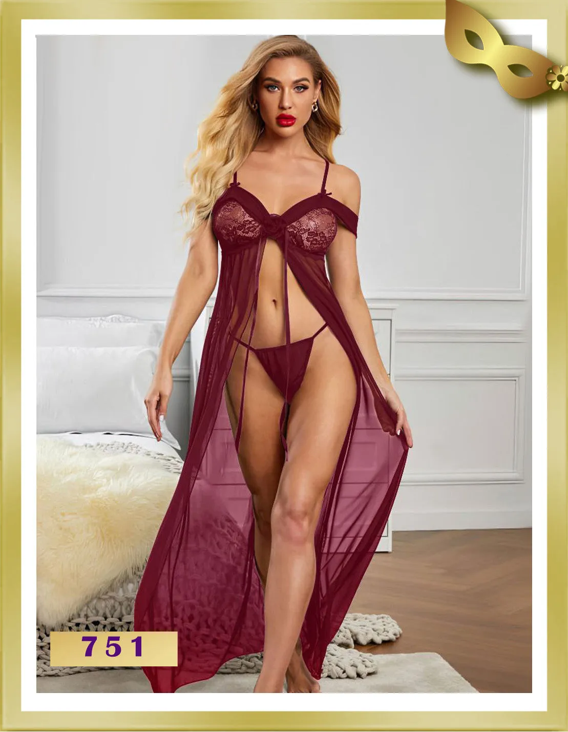Long Open Lingerie Nightgown 751