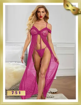 Long Open Lingerie Nightgown 751