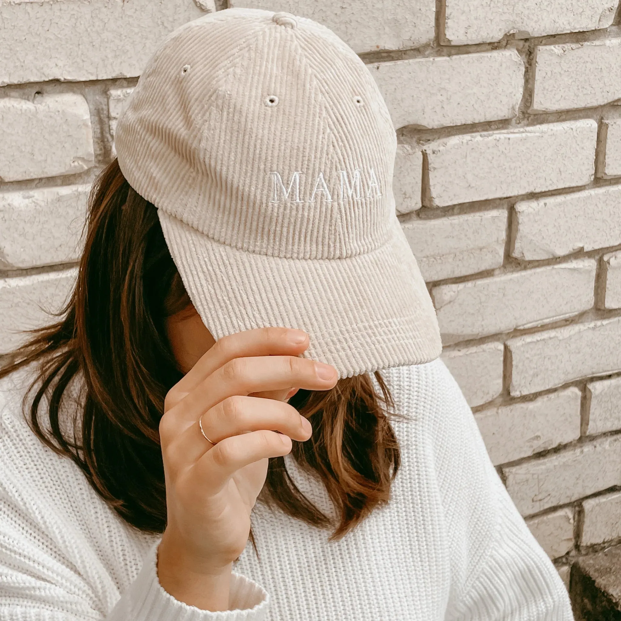 'Mama' Corduroy Curve Brim Hat