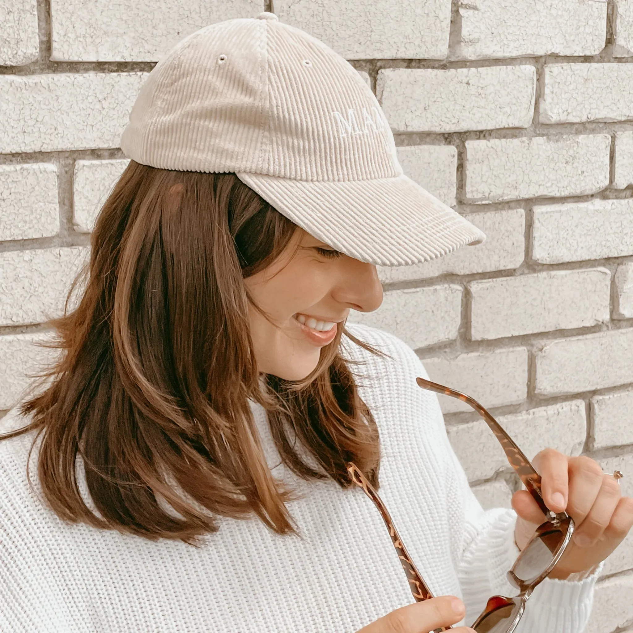 'Mama' Corduroy Curve Brim Hat