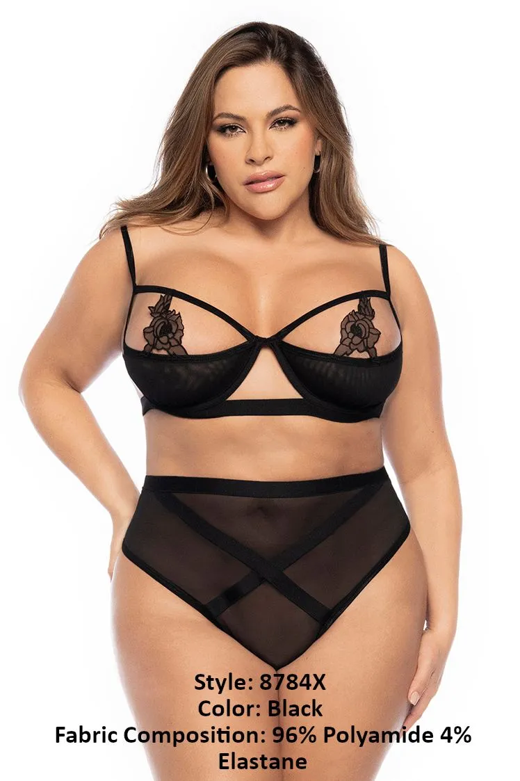 Mapale 8784X Curvy Size Two Piece Lingerie Set Color Black
