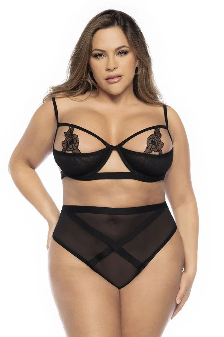 Mapale 8784X Curvy Size Two Piece Lingerie Set Color Black