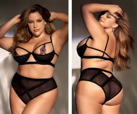 Mapale 8784X Curvy Size Two Piece Lingerie Set Color Black
