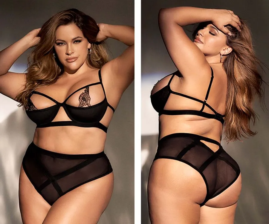 Mapale 8784X Curvy Size Two Piece Lingerie Set Color Black