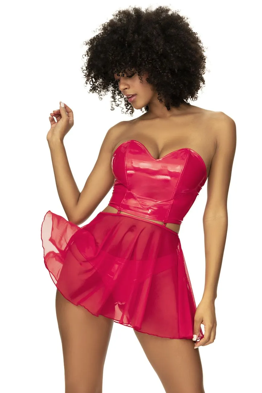 Mapale Two Piece Lingerie Set Color Wet Red