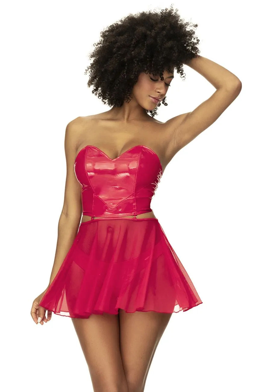 Mapale Two Piece Lingerie Set Color Wet Red