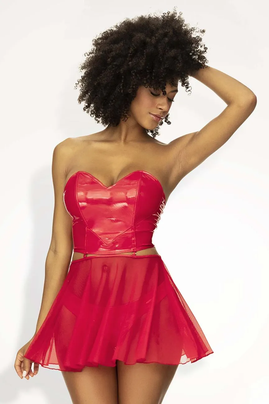 Mapale Two Piece Lingerie Set Color Wet Red