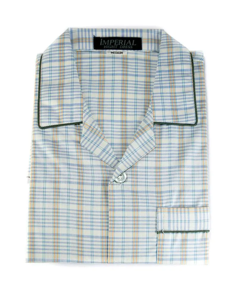 Mens Wedding Nightwear - Checkered Design Nightdress By Hy-Brow Plus High Classic