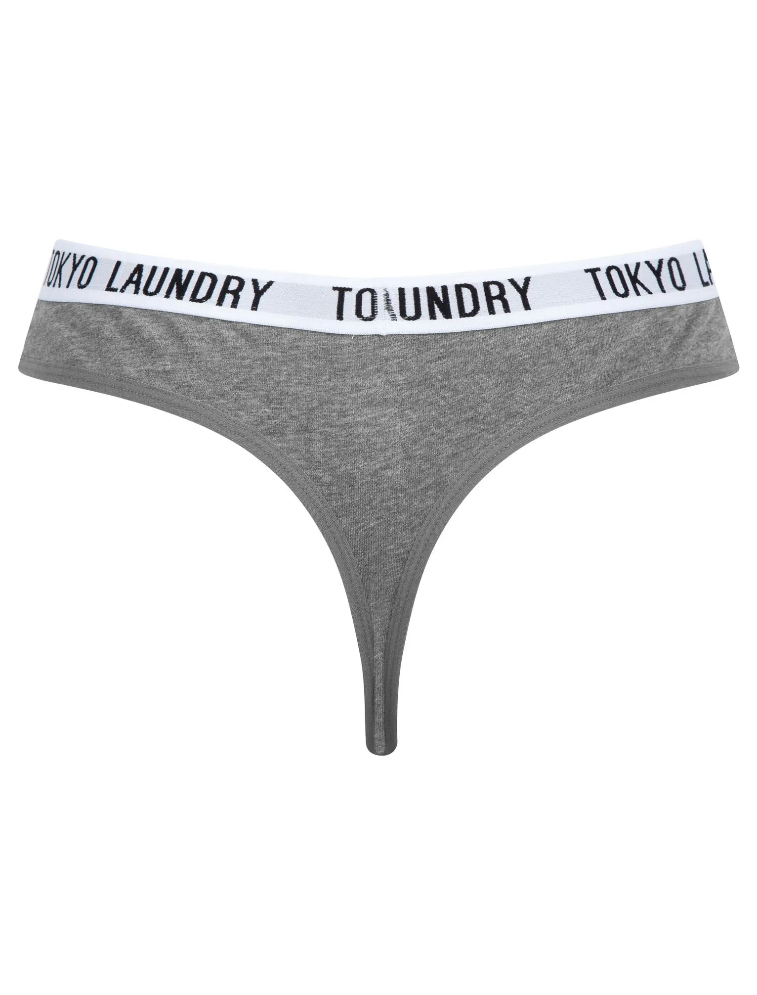 Milla (5 Pack) Cotton Assorted Thongs in Bridal Rose / Mid Grey Marl / Jet Black - Tokyo Laundry