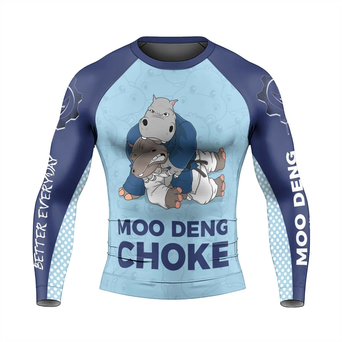 Moo Deng Hippo Choke Men's Long Sleeve Rash Guard