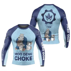 Moo Deng Hippo Choke Men's Long Sleeve Rash Guard