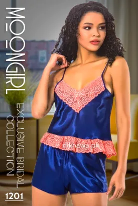 Moongirl - Exclusive Bridal 2Pc Short Nighty Cami Set & Wedding Nighty 1201 - Turkish Brand