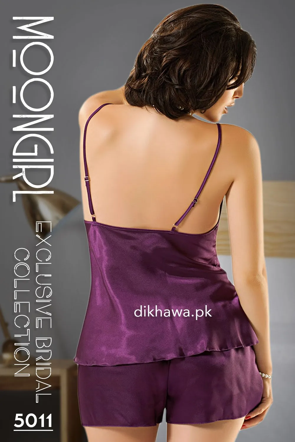 Moongirl - Exclusive Bridal Wedding Honeymoon 2Pc Short Nighty Cami Set 5011 - Turkish Brand