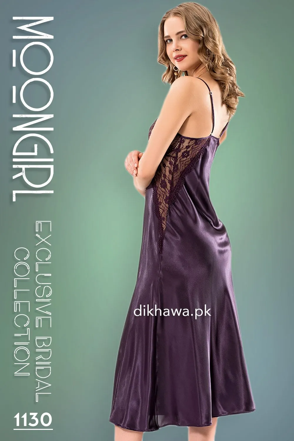 Moongirl - Exclusive Bridal Wedding Nightwear 2Pc Long Nighty Set with Robe 1130 - Turkish Brand