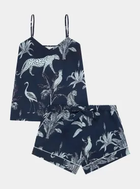 Navy Botanical Jungle Women's Cami Organic Cotton Short Set