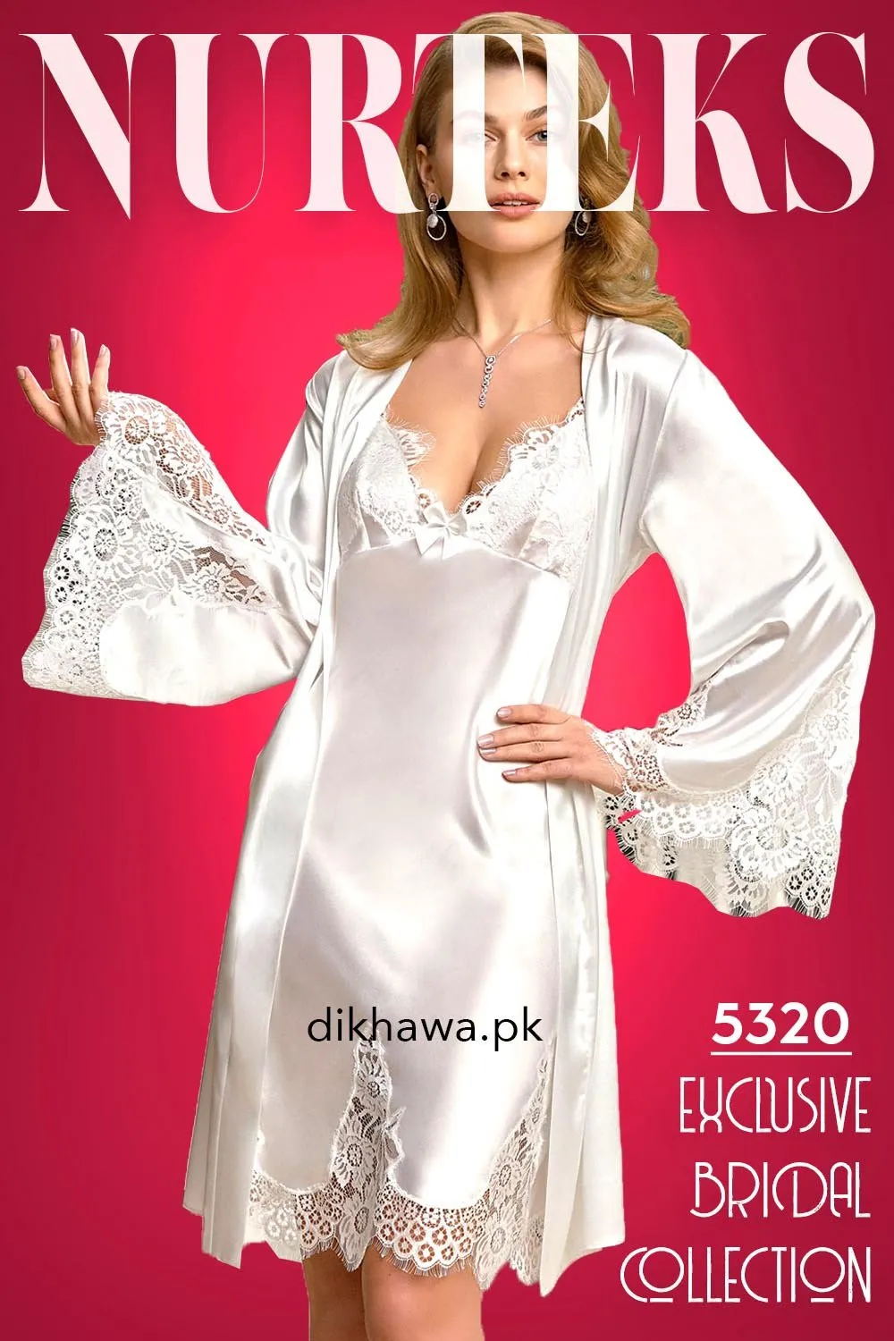 Nurteks - Exclusive Bridal Wedding Honeymoon 2Pc Designer Nighty Set 5320 - Turkish Brand