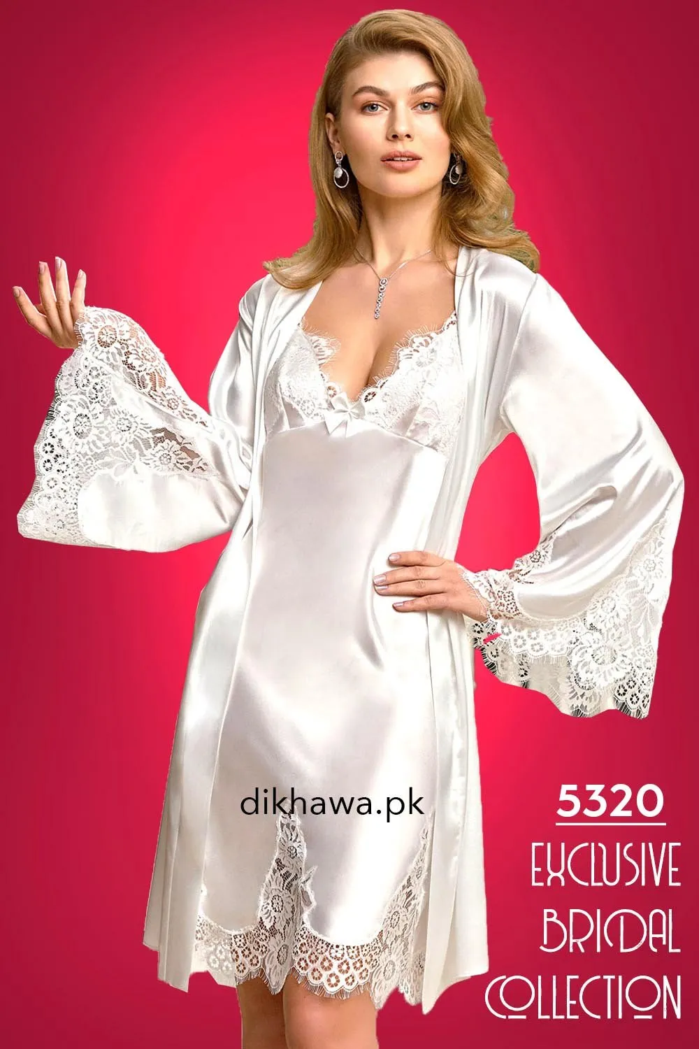 Nurteks - Exclusive Bridal Wedding Honeymoon 2Pc Designer Nighty Set 5320 - Turkish Brand