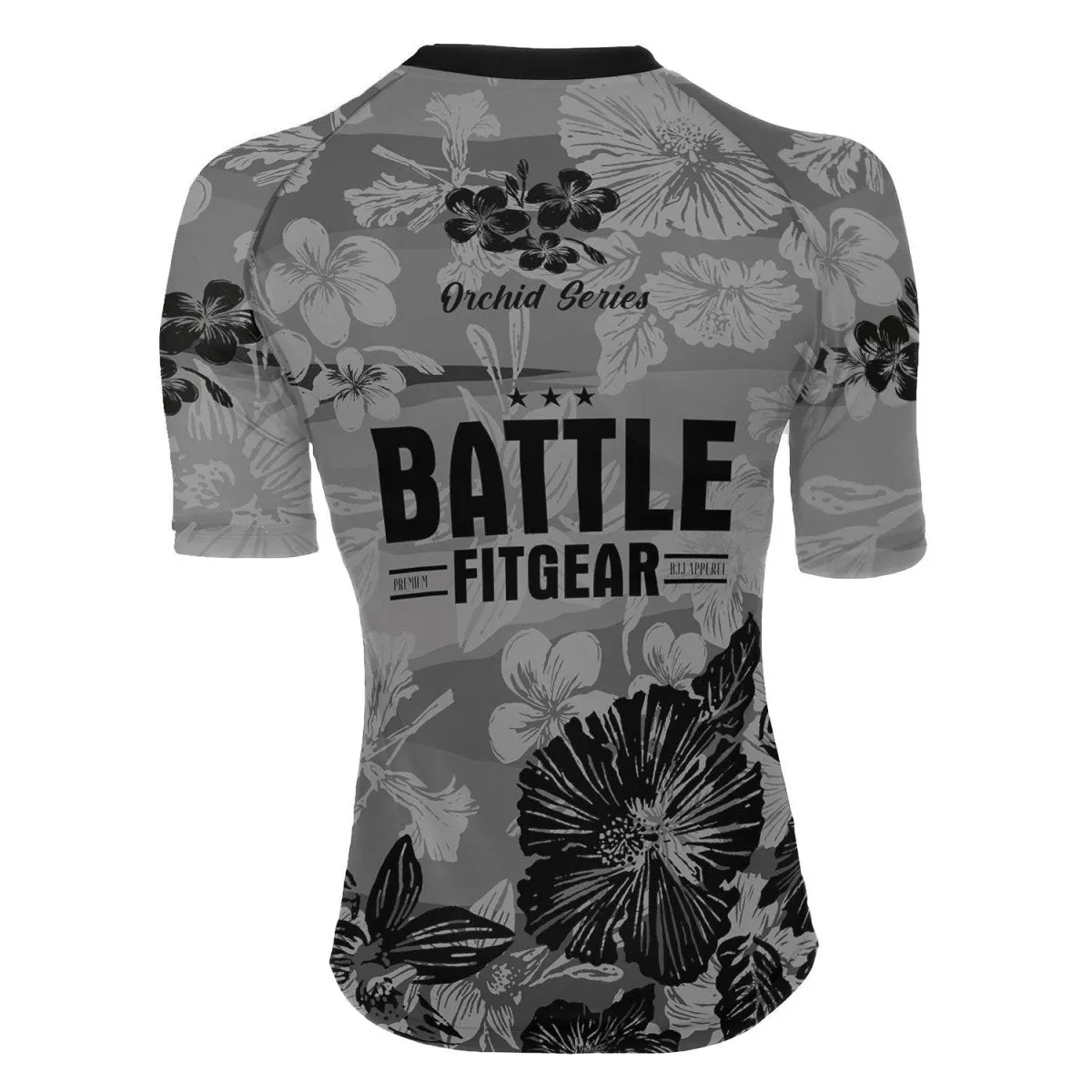 Orchid Series Floral Grey Heart Pattern Women's Short Sleeve Rash Guard