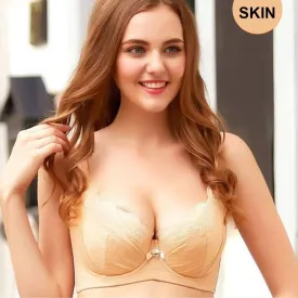 Peach Net Double Padded Underwired Bra