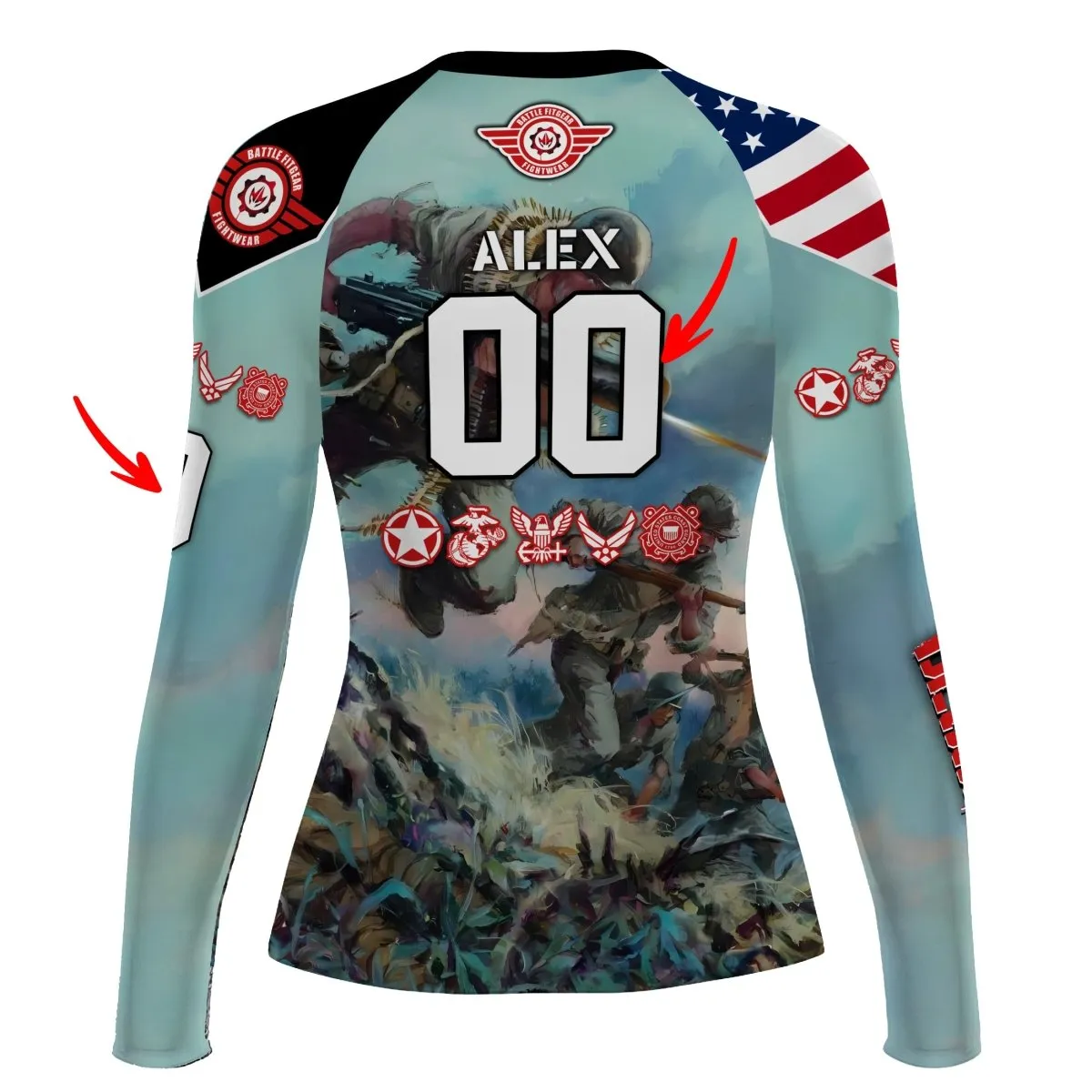 Personalized Veteran Bloody Ridge Women's Long Sleeve Rash Guard