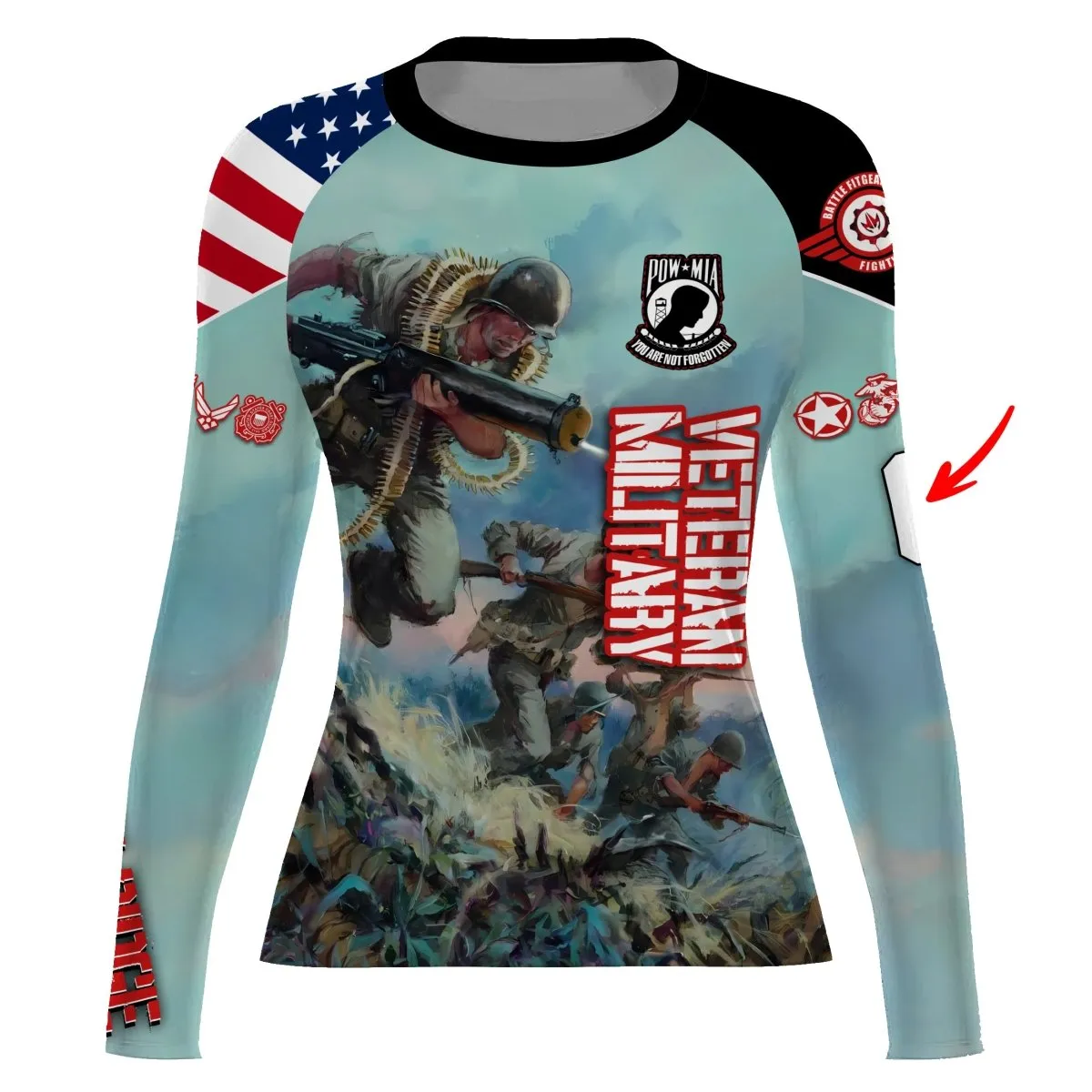 Personalized Veteran Bloody Ridge Women's Long Sleeve Rash Guard