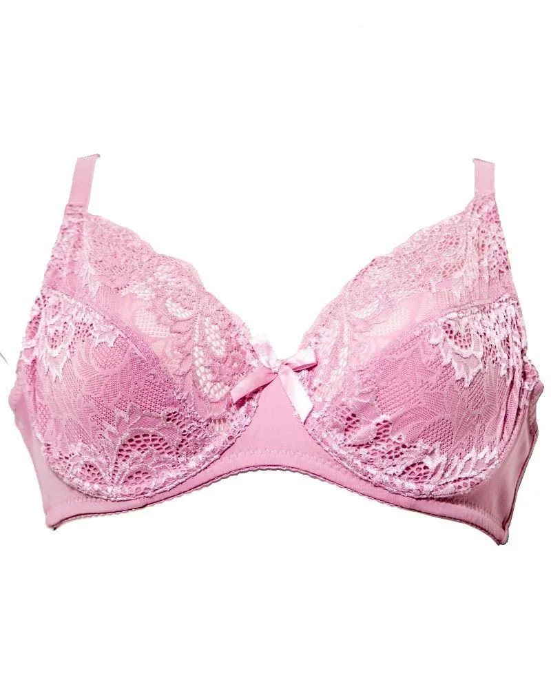 Pink Bridal Bra , Non Padded - Under Wired Bra - Yadaili