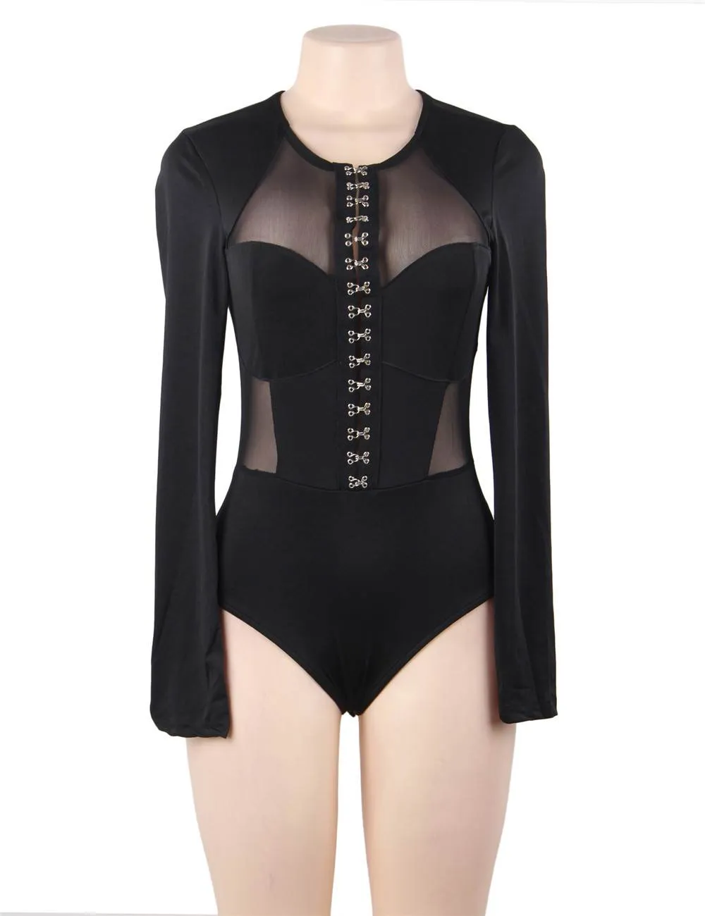 Plus Size Crotch Open Lace Wind button Mature Transparent Sexy Underwear