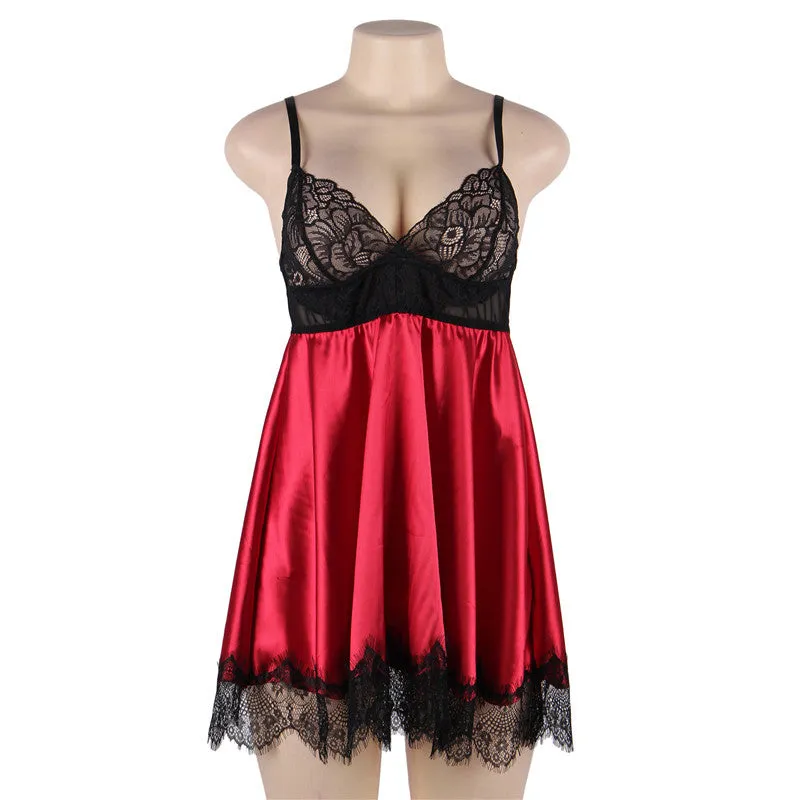 Plus Size Sexy Lingerie Lace Stitching Transparent Lingerie