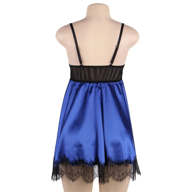 Plus Size Sexy Lingerie Lace Stitching Transparent Lingerie