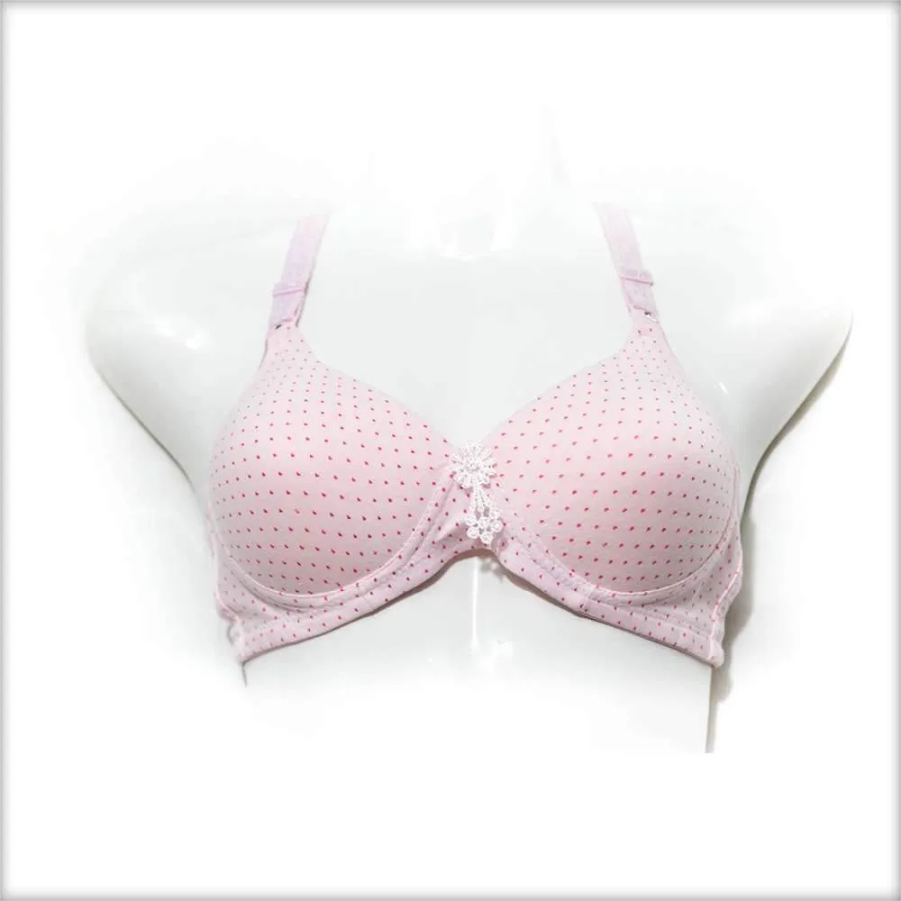 Polka Dotted Baby Pink Bra