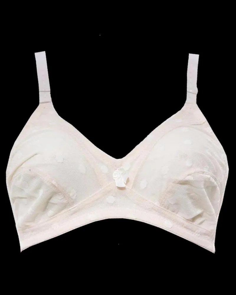 Polka Dotted Off White Net Bra - See Through Bra