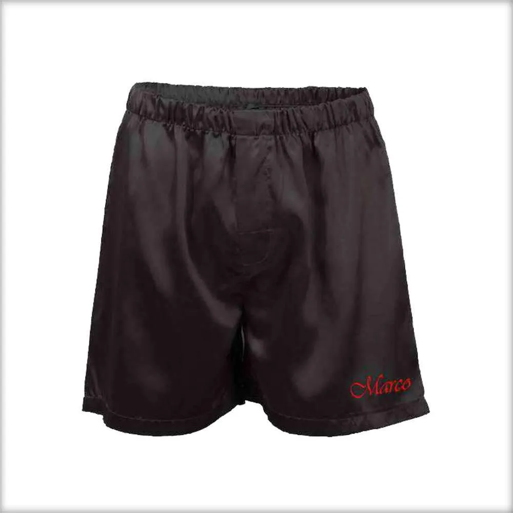 Polyester Solid Satin Men's Boxer MS01-BK