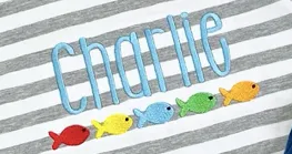 Rainbow Fish Row Embroidery **DESIGN ONLY**