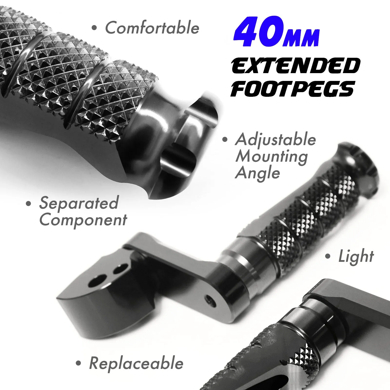 {Rear}  Fits Triumph America Daytona 675 40mm Adjustable R-FIGHT Foot Pegs