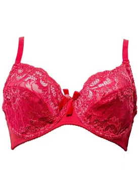 Red Bridal Bra , Non Padded - Under Wired Bra - Yadaili