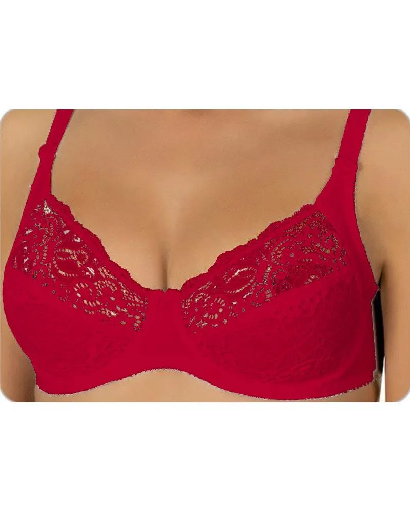 Red Bridal Bra , Non Padded - Under Wired Bra - Yadaili